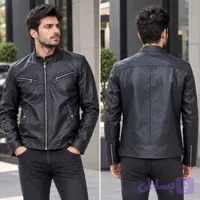 کاپشن چرم مردانه گاوی مدل پدرو رنگ مشکی