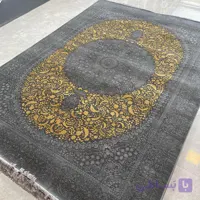 فرش ماشینی طرح آرین کد 70050 طلایی ذغالی