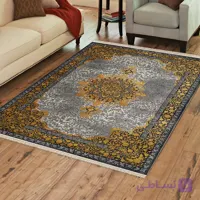 فرش ماشینی طلایی طوسی طرح آرین کد 70052