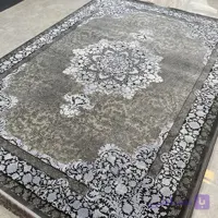 فرش ماشینی 700 شانه طرح آرین کد 70052 طوسی نقره ای