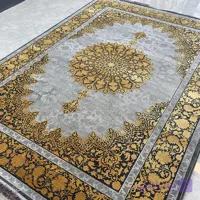 فرش ماشینی طرح آرین کد 70051 طلایی طوسی 700 شانه