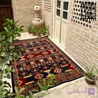 فرش گبه عشایری طرح 31742 سرمه ای بزرگمهر