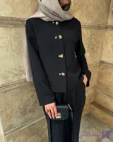 کت و شلوار کرپ مشکی زنانه