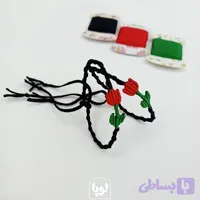 دستبند دستبافت میکرومکرومه طرح گل لاله رنگ مشکی