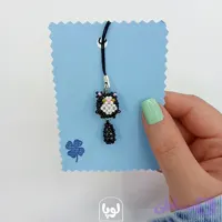 آویز موبایل منجوقی گربه سیاه (کد 1RO8K)