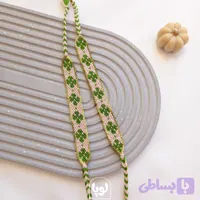 دستبند دوستی طرح شبدر چها برگ رنگ کرم