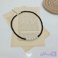 گردنبند کریستال و مروارید رنگ مشکی