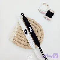 دستبند دستبافت طرح یین و یانگ رنگ سفید مشکی