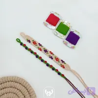 دستبند دوستی دخترانه طرح گل رنگ کرم