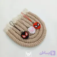 آویز موبایل منجوقی مرد عنکبوتی رنگ قرمز سفید مشکی (کد C3H9B)
