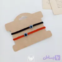 دستبند بافت چشم نظر رنگ قرمز و مشکی