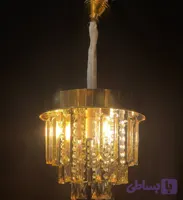 لوستر آویز استیل کریستالی طلایی سایز ۳۰