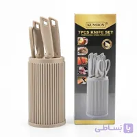 سرویس چاقوی آشپزخانه ۷ پارچه KUNSION با رنگ نسکافه‌ای کد ۸۲