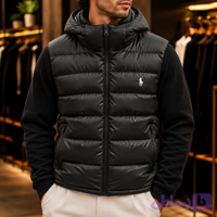 پافر کلاه دار Polo گلدوزی مشکی