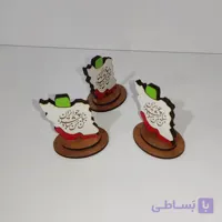 مینی استند تبلیغاتی  رومیزی نقشه ایران چوبی  - با حک شعر (چو ایران نباشد تن من مباد) بسته 10عددی