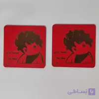 زیر لیوانی مربع مدل بچه (میشه چایی بخوریم) رنگ قرمز بسته 2عددی