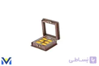 جعبه انگشتری چوبی 6 عددی با قفل و لولای فلزی (طرح خاتم)