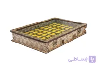 جعبه انگشتری 42 عددی چوبی با قفل و لولای فلزی (طرح خاتم)