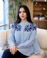 شومیز تترون زنانه گلدوزی شده مدل رازک
