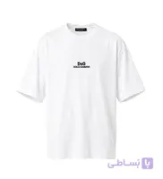 تیشرت D&G یقه گرد مردانه باکسی سفید نخ پنبه طرح دار