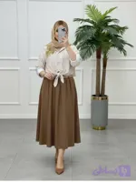 ست سه تیکه شومیز دامن همتا همراه کمربند مشکی😍38تا48