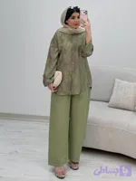 شومیز شلوار شانتون شقایق فری 38تا46