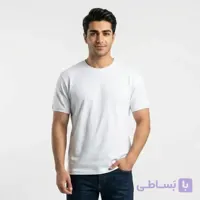 تیشرت بیسیک مردانه یقه گرد پنبه خالص سفید کد 11856
