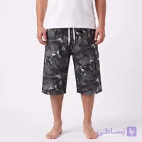 شلوارک مردانه راحتی طرح کوسه جنس تترون و نخ رنگ زغال سنگی