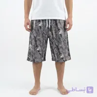 شلوارک مردانه راحتی طرح جنگل جنس تترون و نخ رنگ طوسی