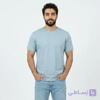 تیشرت بیسیک مردانه پنبه خالص یقه گرد آبی کد 11856