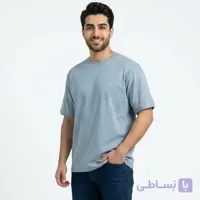 تیشرت بیسیک مردانه پنبه خالص یقه گرد طوسی کد 11856