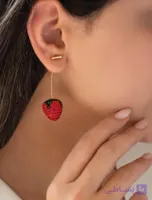 گوشواره زنانه کیوت میخی توت فرنگی برند فشن