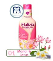 شامپو بدن مالیزیا Malizia با رایحه گل مونوی و لوتوس حجم 1 لیتر