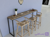 میز و صندلی کانتر دیواری سه نفره کافه ای چوبی سریClassic Cafe 85 cm