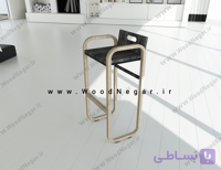 صندلی کانتر کافه ای چوبی سری Modern Curve 70 cm