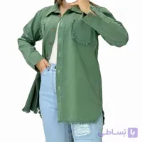 مانتو کتان زنانه جیب گلدوزی زاپدار کد d416