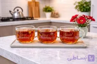 لیوان پیرکس خمره ای گل دار