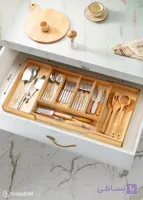جا قاشقی چوبی داخل کابینت ۷ خانه متحرک بازشو