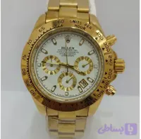 ساعت مچی مردانه سه موتور فعال کرنوگراف بند طلایی صفحه سفید برند رولکس ROLEX،تکی به قیمت عمده