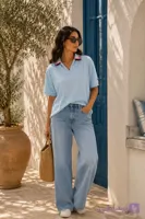 تیشرت یقه‌دار زنانه Tommy آبی روشن
