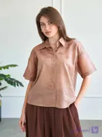شومیز آستین کوتاه زنانه برند لفون ترکیه رنگ سفید