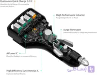 شارژر فندکی آکی مدل CC-T9 به همراه کابل TYPE-C AUKEY CC-T9