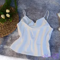 تاپ ساتن سفید شیری،بند قابل تنظیم(سایز34و36)