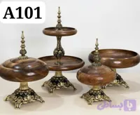 سرویس 4 پارچه اشرافی سوپر لوکس چوب گردو سیاه و پایه های پیوتر مدل A101