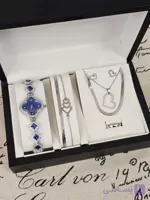 ست ساعت دخترانه و زنانه با زیورآلات قلبی و دستبند و گردنبند ماری استیل و انگشتر ارسال رایگان