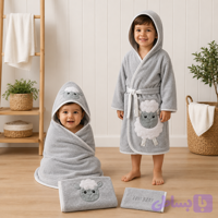 ست سیسمونی نوزادی پسرانه 4 تیکه طرح ببعی رنگ توسی با جعبه مارک lovi baby