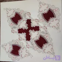 ست رومیزی 3 تکه جلومبلی کارشده با مروارید زرشکی (کد R2R8J)