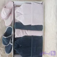 سرویس حوله 10 تکه عروس دامادی با بهترین کیفیت [رنگ صورتی پنبه ای زغالی ]