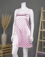 پیراهن ساتن ابریشم طرح دیور صورتی