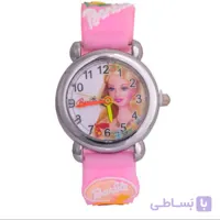 ساعت مچی دخترانه باربی با بند طرح دار و جعبه کادویی